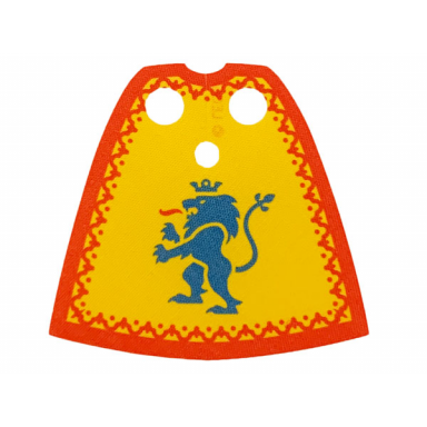 yellow minifigure cape cloth standard - starched fabric - 3.9cm height with red border and blue lion pattern