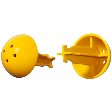 yellow duplo cannon ball 1 2 with large axle connector and 4 holes in top