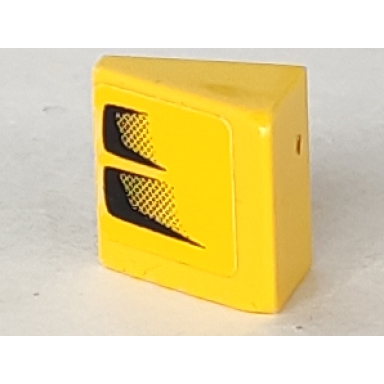 yellow slope 30 1 x 1 x 2 3 with black air intake double faded pattern model right side sticker - set 8124
