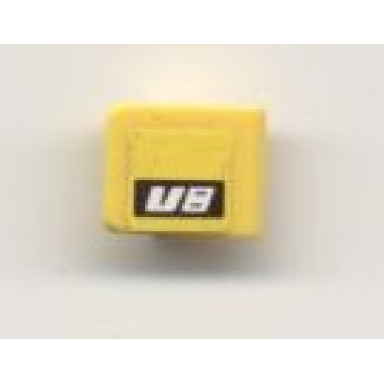 yellow slope 30 1 x 1 x 2 3 with white v8 on black stripe pattern model right side sticker - set 8681