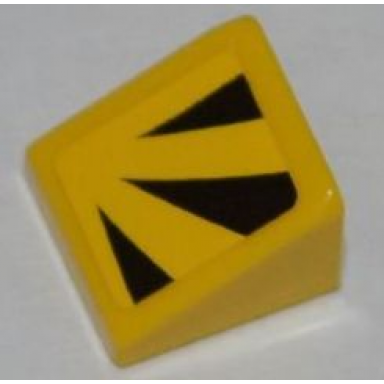 yellow slope 30 1 x 1 x 2 3 with 3 black triangular shapes pattern model left side sticker - set 8228
