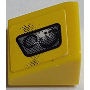 yellow slope 30 1 x 1 x 2 3 with damaged headlight pattern sticker - set 8182