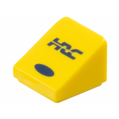 yellow slope 30 1 x 1 x 2 3 with dark blue hrc and oval pattern