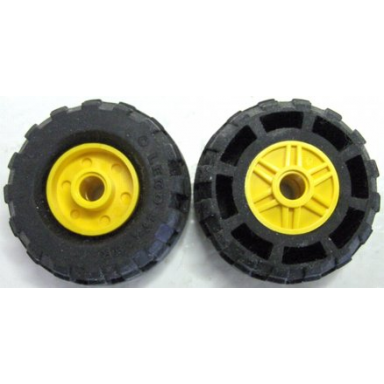yellow wheel 18mm d x 14mm with pin hole fake bolts and shallow spokes with black tire 37 x 18r 55981 56891