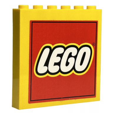 yellow panel 1 x 6 x 5 with lego logo pattern sticker - set 3221