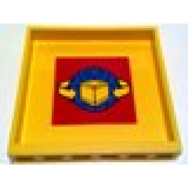 yellow panel 1 x 6 x 5 with box and arrows and globe pattern on red background pattern sticker - sets 7939 7992 7994