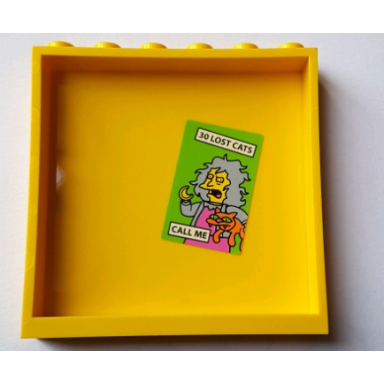 yellow panel 1 x 6 x 5 with 30 lost cats call me pattern on inside sticker - set 71016