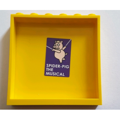 yellow panel 1 x 6 x 5 with spider-pig the musical and pig pattern on inside sticker - set 71016