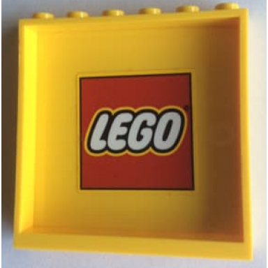 yellow panel 1 x 6 x 5 with lego logo with yellow border pattern on inside sticker - set 60169