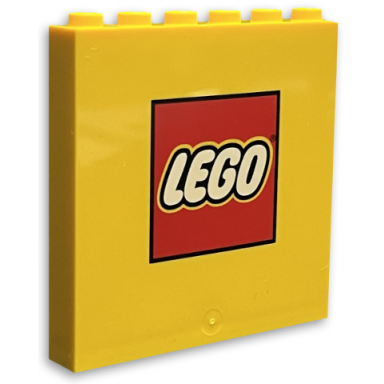 yellow panel 1 x 6 x 5 with lego logo pattern