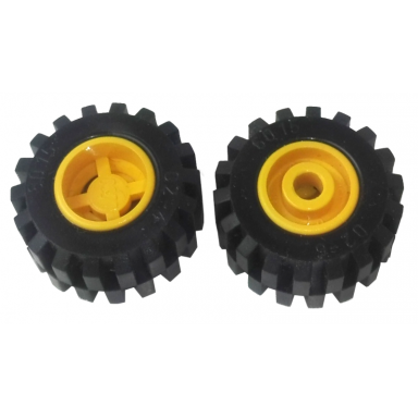 yellow wheel 11mm d x 12mm hole round for wheels holder pin with black tire 21mm d x 12mm - offset tread small wide 6014a 6015
