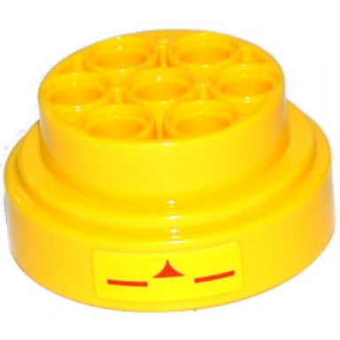 yellow wheel 31mm d x 15mm technic with red triangle with curved sides and lines pattern on both sides stickers - set 75092