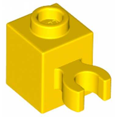 yellow brick modified 1 x 1 with open o clip vertical grip - hollow stud