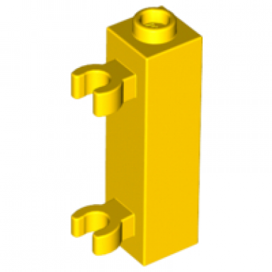 yellow brick modified 1 x 1 x 3 with 2 clips vertical grip - hollow stud