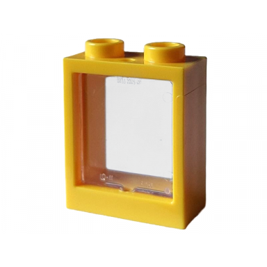 yellow window 1 x 2 x 2 flat front with trans-clear glass 60592 60601