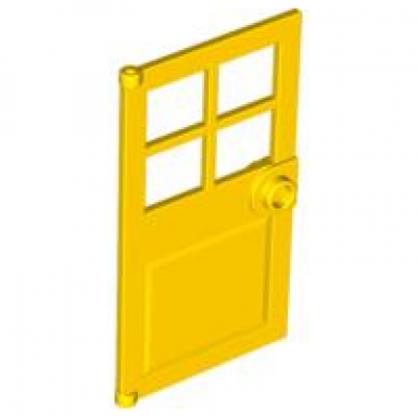 yellow door 1 x 4 x 6 with 4 panes and stud handle