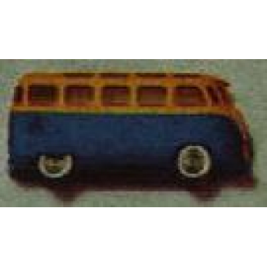 yellow ho scale vw minibus with blue base