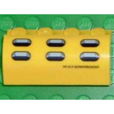 yellow slope curved 2 x 4 x 1 1 3 with 4 recessed studs with waterproof with 6 holes pattern sticker - set 7774