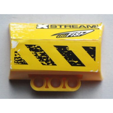 yellow technic panel engine block half side intake with xstream cellfish black and yellow danger stripes pattern model left side stickers - set 8490