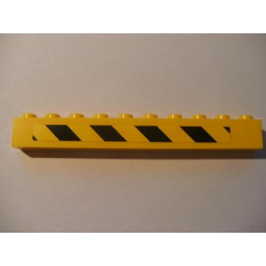 yellow brick 1 x 10 with black and yellow danger stripes pattern left sticker - set 7633