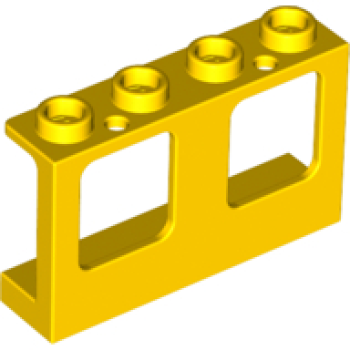 yellow window 1 x 4 x 2 plane single top hole and single bottom hole for glass