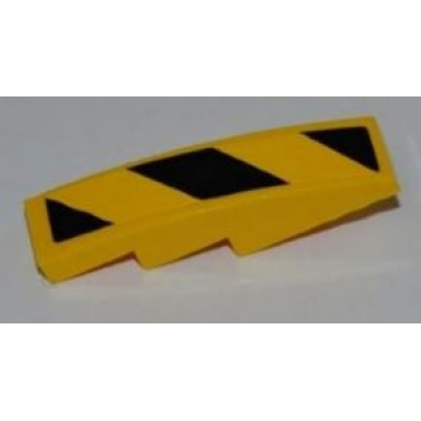 yellow slope curved 4 x 1 with large black and yellow danger stripes pattern sticker - set 8197