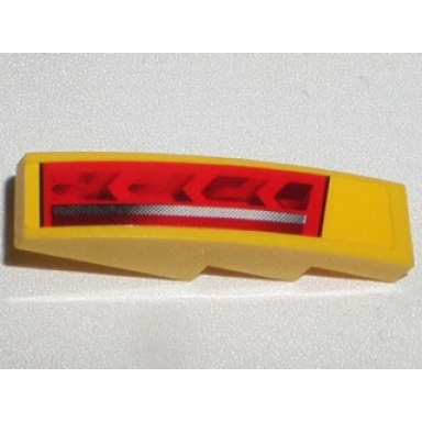 yellow slope curved 4 x 1 with red taillight and silver stripe pattern model right side sticker - set 8169
