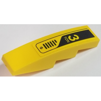 yellow slope curved 4 x 1 with 3 ton and metal vents pattern model right side sticker - set 60122