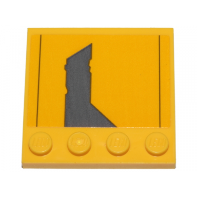 yellow tile modified 4 x 4 with studs on edge with dark bluish gray jedi starfighter pattern model left side sticker - set 75214
