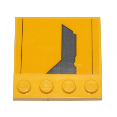 yellow tile modified 4 x 4 with studs on edge with dark bluish gray jedi starfighter pattern model right side sticker - set 75214