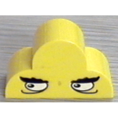 yellow slope curved 4 x 2 x 2 triple with black bushy eyebrows and white eyes looking right pattern