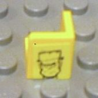 yellow panel 1 x 1 x 1 corner with frankenstein monster head pattern model right sticker - set 8670