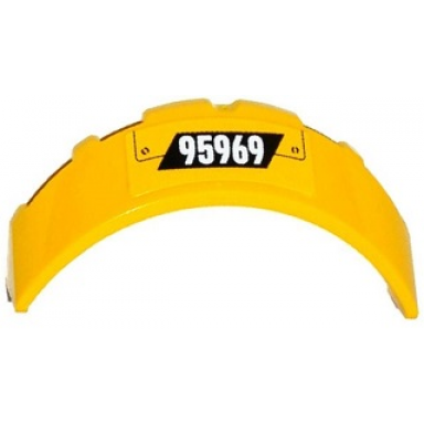 yellow windscreen 3 x 6 x 1 curved with 95969 and hatch pattern sticker - set 60076