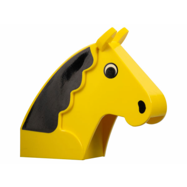 yellow horse head brick with black eyes mane and nostrils pattern