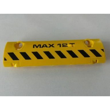 yellow technic panel curved 11 x 3 with black and yellow danger stripes and max 12 t pattern model left side sticker - set 8258