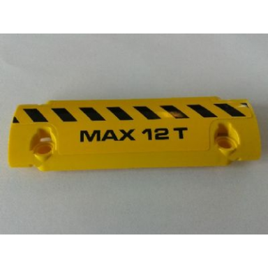yellow technic panel curved 11 x 3 with black and yellow danger stripes and max 12 t pattern model right side sticker - set 8258