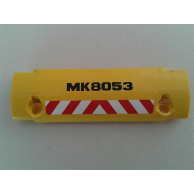 yellow technic panel curved 11 x 3 with mk8053 and red and white danger stripes pattern sticker - set 8053