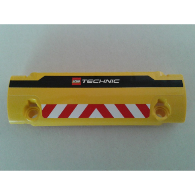 yellow technic panel curved 11 x 3 with lego technic logo and red and white danger stripes pattern sticker - set 8053