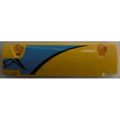 yellow technic panel curved 11 x 3 with black curved line and compass point on dark azure and yellow background pattern model right side sticker - set 42074