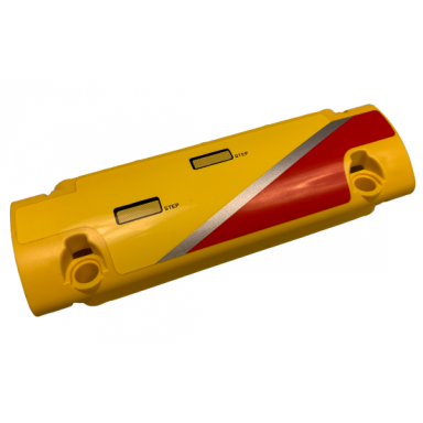 yellow technic panel curved 11 x 3 with silver stripe red marking handles and step pattern model left side sticker - set 9396