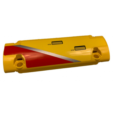 yellow technic panel curved 11 x 3 with silver stripe red marking handles and step pattern model right side sticker - set 9396
