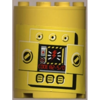 yellow cylinder half 2 x 4 x 4 with control panel code 82-5 0 pattern sticker - sets 8250 8299