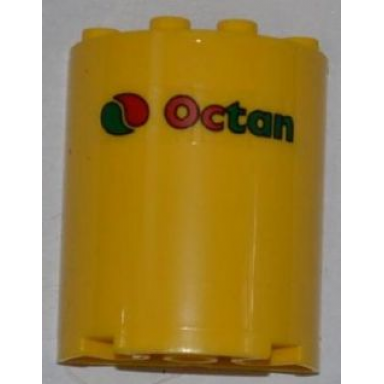 yellow cylinder half 2 x 4 x 4 with octan logo pattern sticker - set 3368