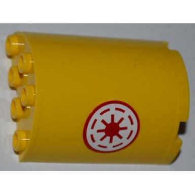yellow cylinder half 2 x 4 x 4 with red sw republic pattern model right side sticker - set 8037