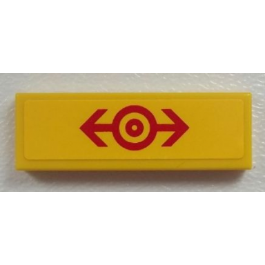 yellow tile 1 x 3 with train logo red pattern sticker - set 60026