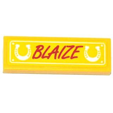 yellow tile 1 x 3 with 2 horseshoes and blaize pattern sticker - set 41039