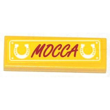 yellow tile 1 x 3 with 2 horseshoes and mocca pattern sticker - set 41039