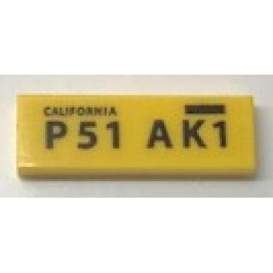 yellow tile 1 x 3 with california p51 ak1 pattern sticker - set 10252