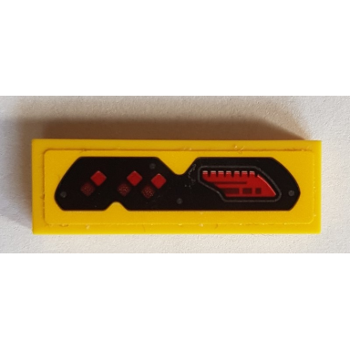 yellow tile 1 x 3 with red level meter pattern sticker - set 76086