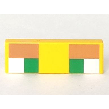 yellow tile 1 x 3 with pixelated green eyes and medium nougat eyebrows pattern minecraft ocelot